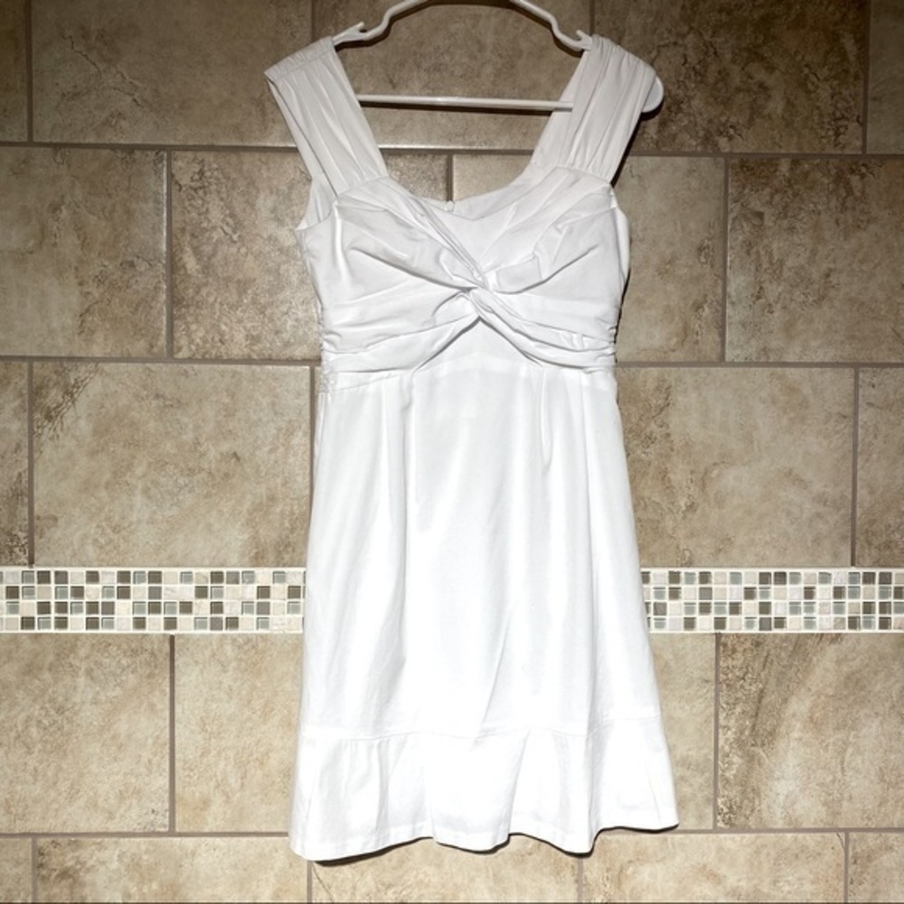 Nanette Lepore Sleeveless Twist Front A-Line White Dress 4